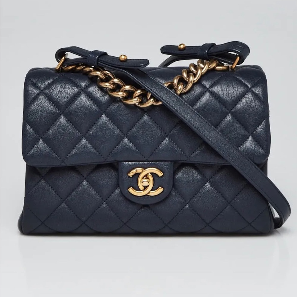 Chanel small Trapezio flap bag Navy blue